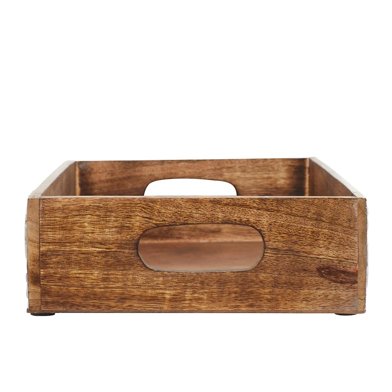 Brown Mango Wood Traditional Tray Set