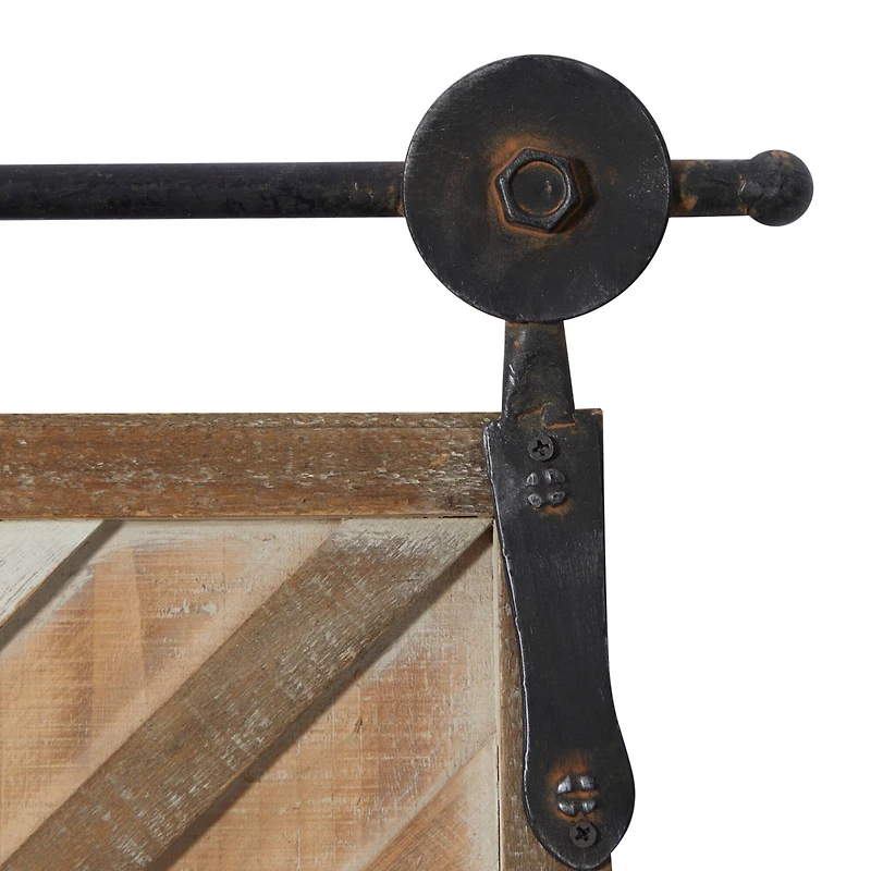 Set of 2 Brown Wood Farmhouse Abstract Wall Decor, 16" x 39"