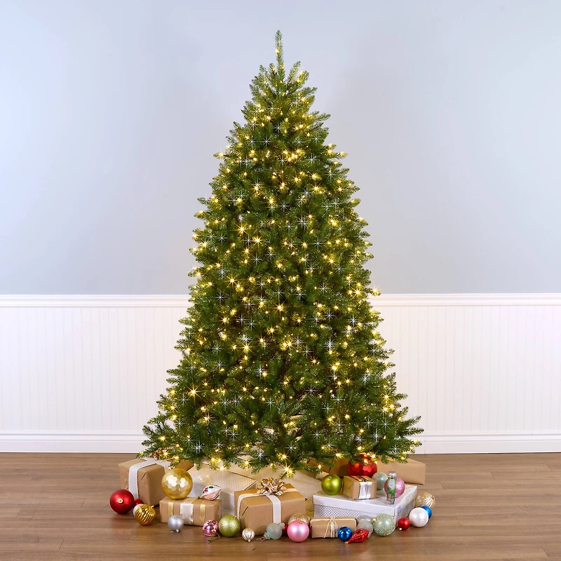7.5ft. Pre-Lit Dunhill Fir® Shimmer Artificial Christmas Tree, Clear Lights