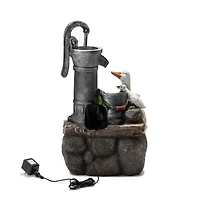 Glitzhome® 23.5" Duck Family Outdoor Fountain with LED Light