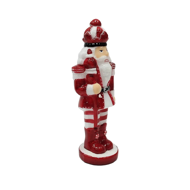 10" Red & White Glass Peppermint Nutcracker with Staff by Ashland®