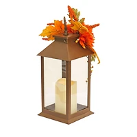 14" Battery-Operated LED Harvest Lantern with Mum Flower