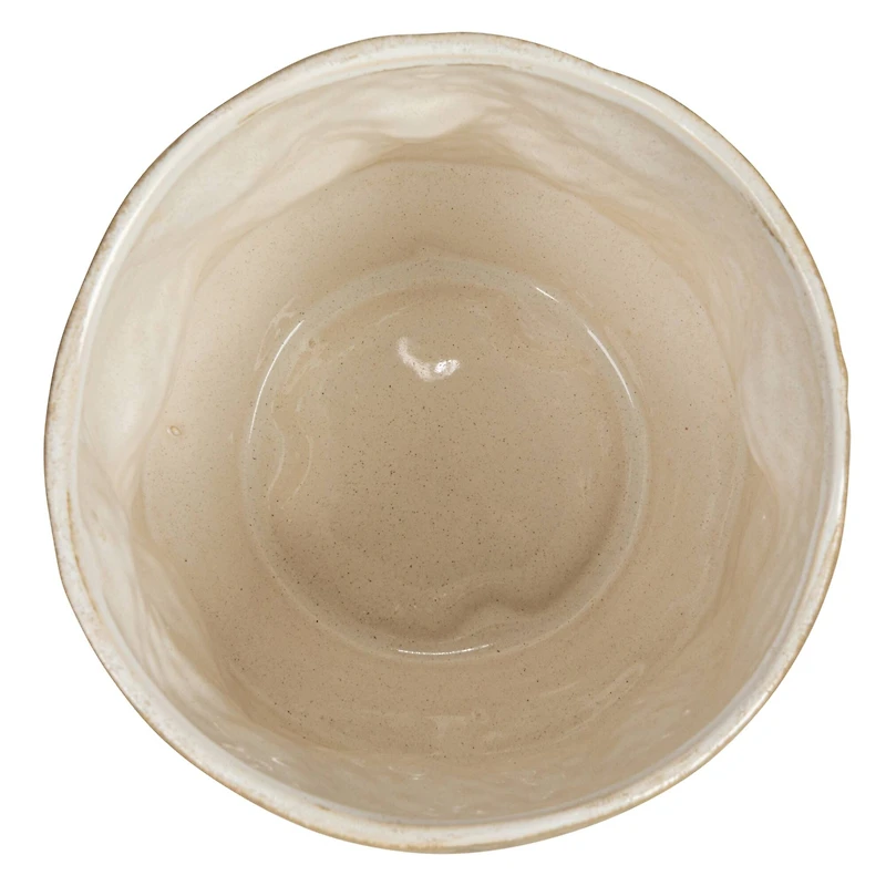 Hello Honey® 6" Matte Khaki Round Debossed Stoneware Planter