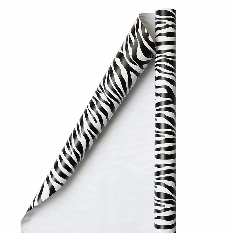JAM Paper Safari Black & White Zebra Gift Wrap, 2ct.