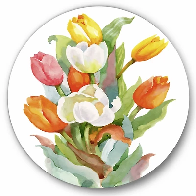 Designart - Blooming White and Orange Tulips Flower