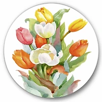 Designart - Blooming White and Orange Tulips Flower