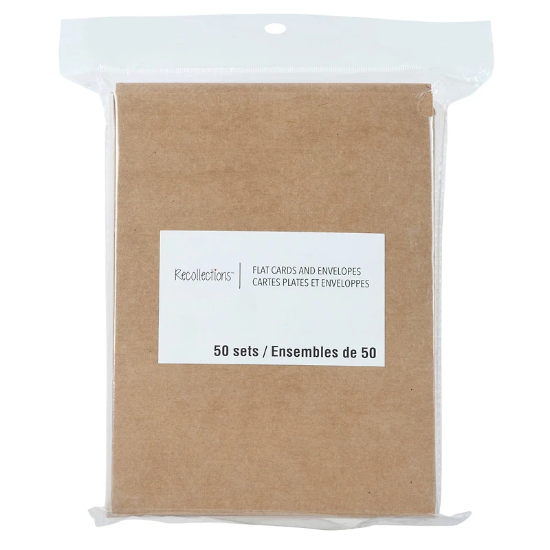 6 Packs: 50 ct. (300 total) 5" x 7" Kraft Flat Cards & Envelopes by Recollections™