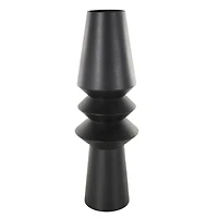24" Black Metal Art Deco Fluted Decorative Vase