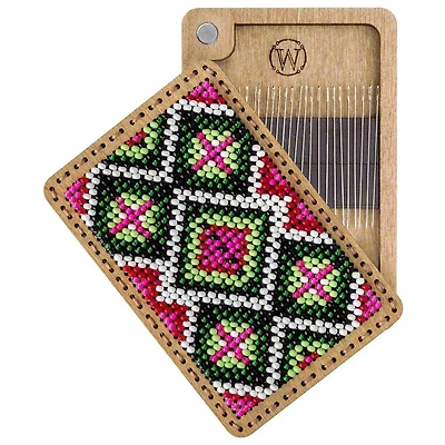Wonderland Crafts Pink & Green Bead Embroidery Needle Box Kit
