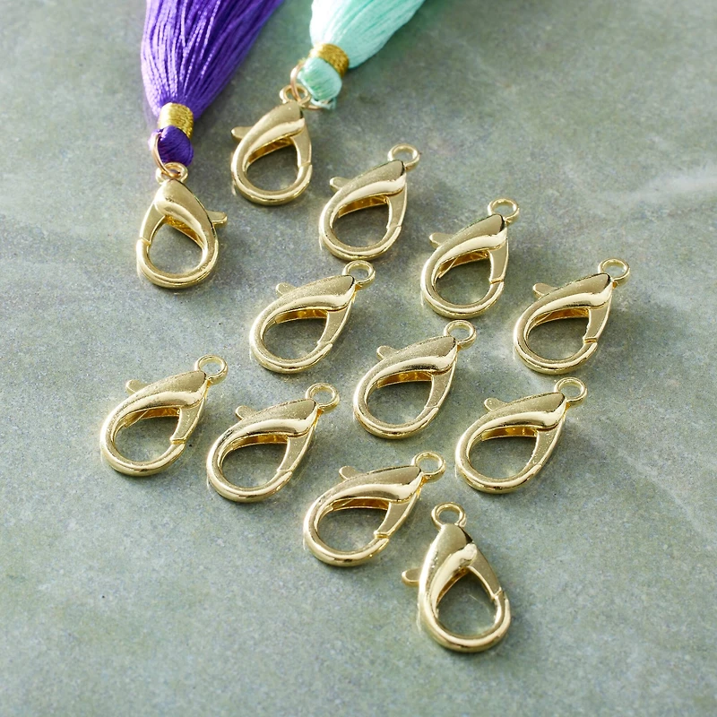 12 Pack: Gold Large Lobster Clasps by Bead Landing™