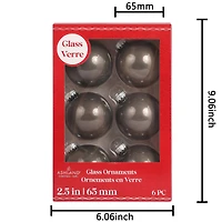 6 Pack 2.5" Pearl Gray Glass Ball Ornaments by Ashland®