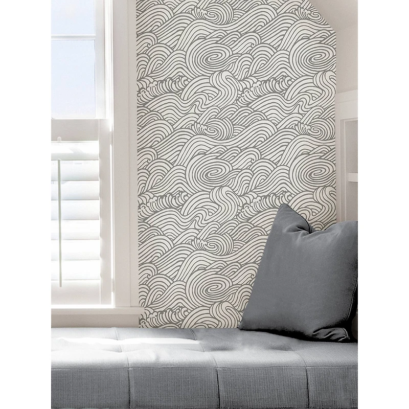 NuWallpaper Gray Saybrook Peel & Stick Wallpaper