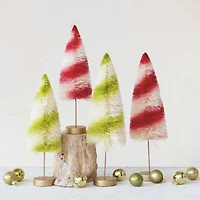 Hello Honey® 13" Red & Cream Striped Sisal Bottle Brush Swirled Tree with Wood Base
