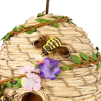 6.25" Beehive with Bees Spring Hanging Decoration
