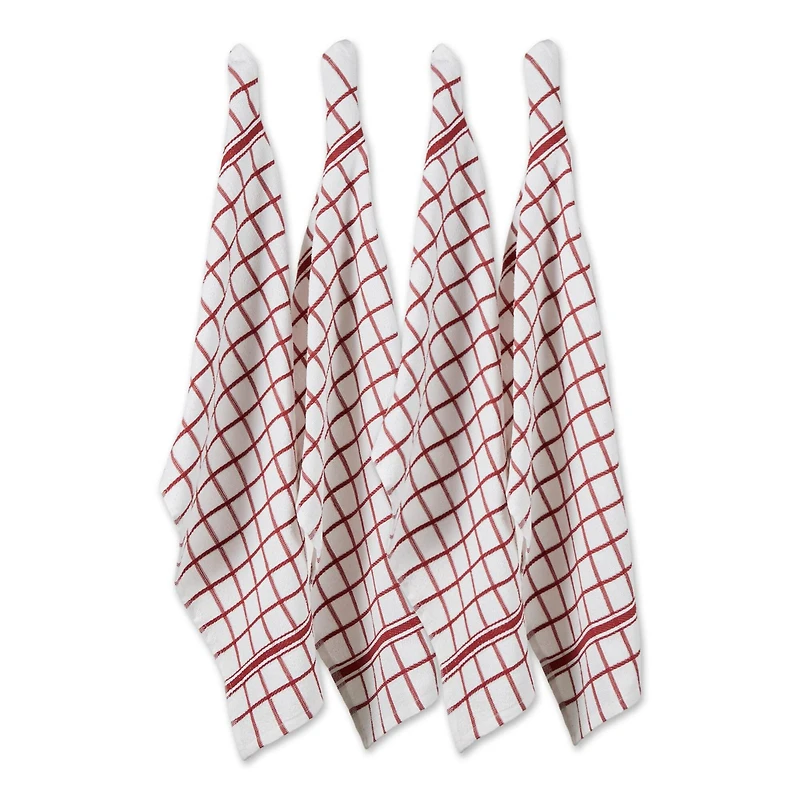 DII® Barn Red Windowpane Terry Dishtowels, 4ct.