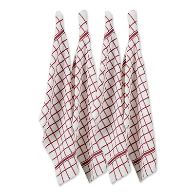 DII® Barn Red Windowpane Terry Dishtowels, 4ct.