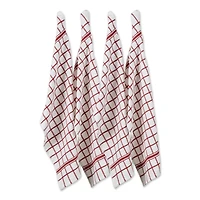 DII® Barn Red Windowpane Terry Dishtowels, 4ct.