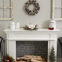 17" Frosted Magnolia & Berry Artificial Arrangement Candelabrum