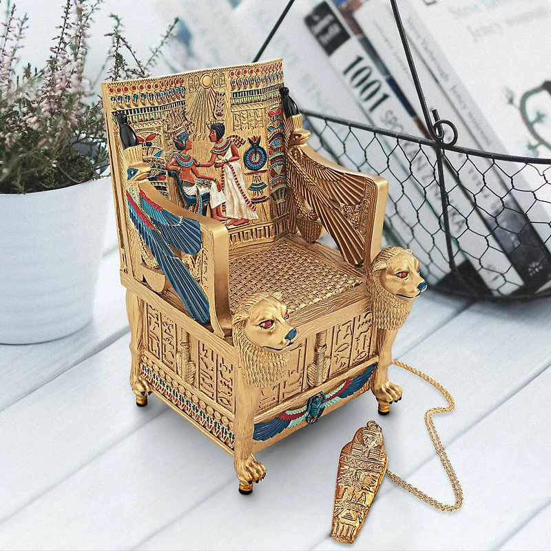 7" King Tut's Golden Throne Treasure Box