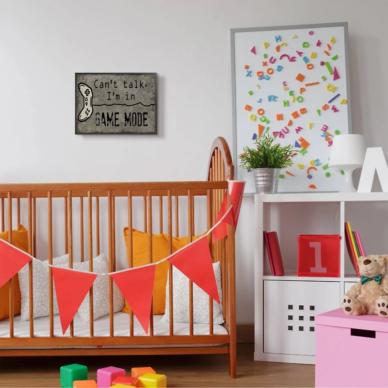 Stupell Industries Can't Talk Game Mode Quote Brown Controller Framed Wall Art