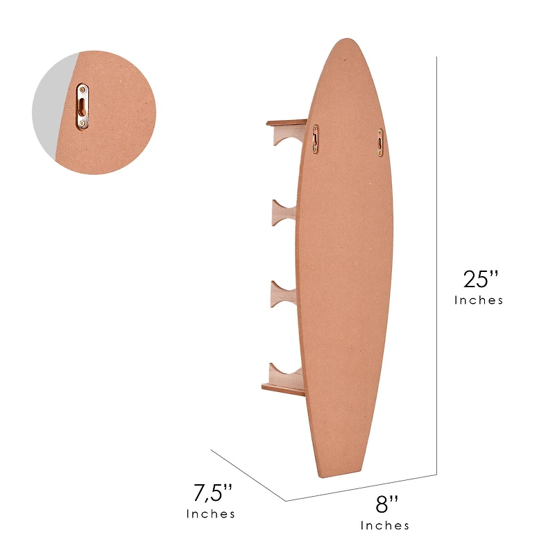 American Art Decor Tipsy Tropical Surfboard Wine Rack - 8" x 25.5" x 7.5" 