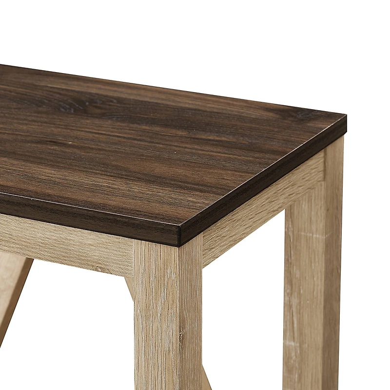 Walker Edison Dark Walnut & White Oak Narrow A-Frame Side Table