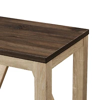 Walker Edison Dark Walnut & White Oak Narrow A-Frame Side Table