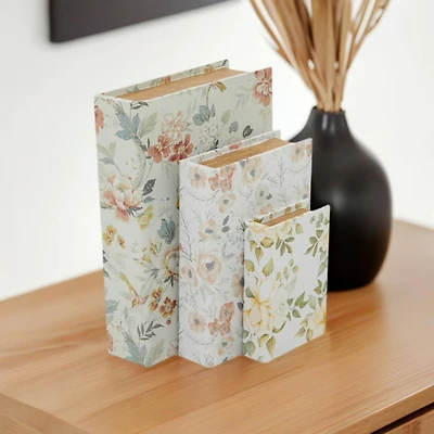 Vintage Floral Canvas Faux Book Box Set