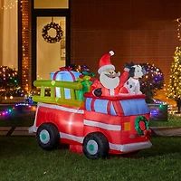 Glitzhome® 7ft. Inflatable Santa in Truck With Lights