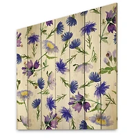 Designart - Blue Wildflowers With Green Leaves I