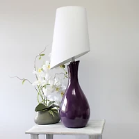 Elegant Designs™ 2.5ft. Curved Purple Ceramic Table Lamp with White Shade