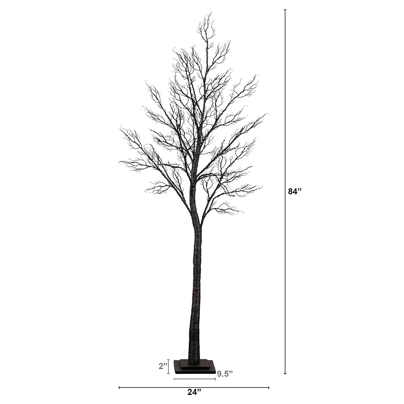 7ft. Pre-Lit Halloween Minimalist Twig Artificial Fall Tree with 400 Orange & Purple LED Lights