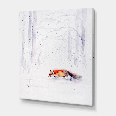 Designart - Red Fox Running In White Snow II
