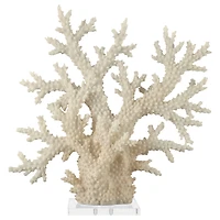 21" Cream Polystone Coral Sculpture with Clear Acrylic Base