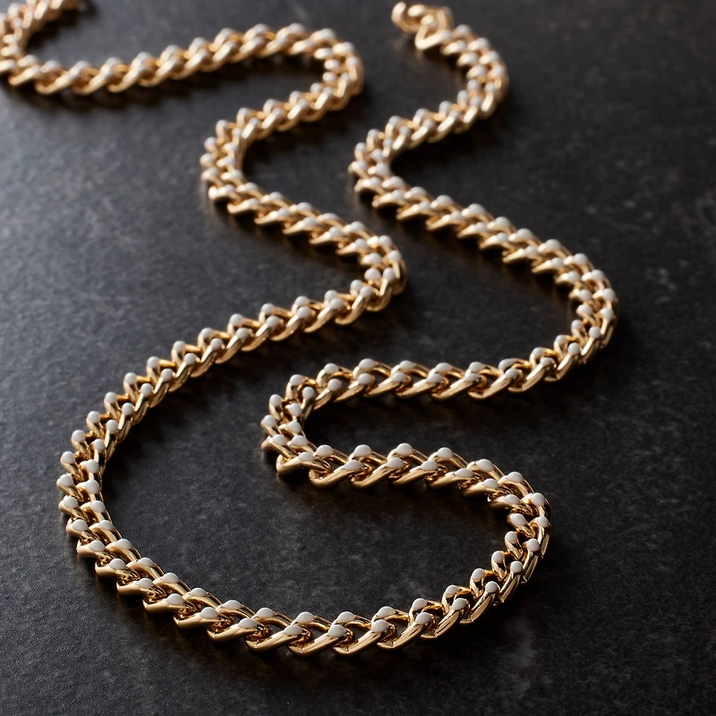 18" White & Gold Enamel Curb Chain by Bead Landing™