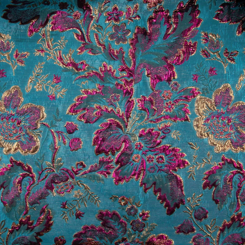 Cosplay by Yaya Han Teal 3D Floral Brocade Fabric