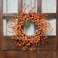 14" Orange & Red Berry Artificial Fall Harvest Twig Wreath