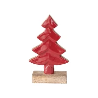 Hello Honey® 8" Carved Red Enameled Mango Wood Tree with Base