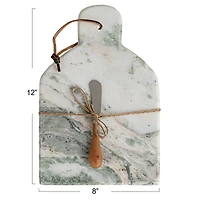 Hello Honey 12" x 8" Green Marble Cutting Board with Knife