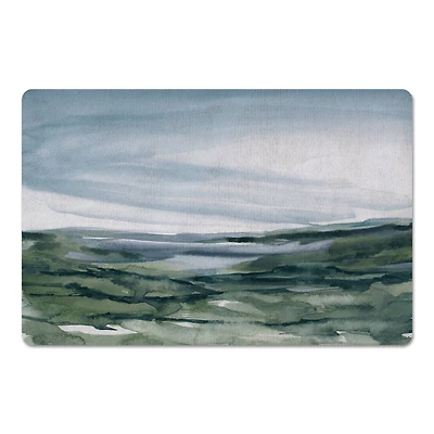 18" x 27" Navy & Green Abstract Landscape Floor Mat