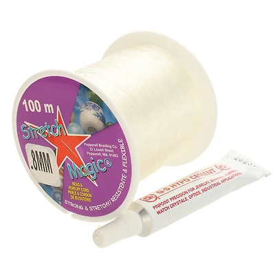 Stretch Magic® 0.8mm Clear Bead & Jewelry Cord with Glue, 100m