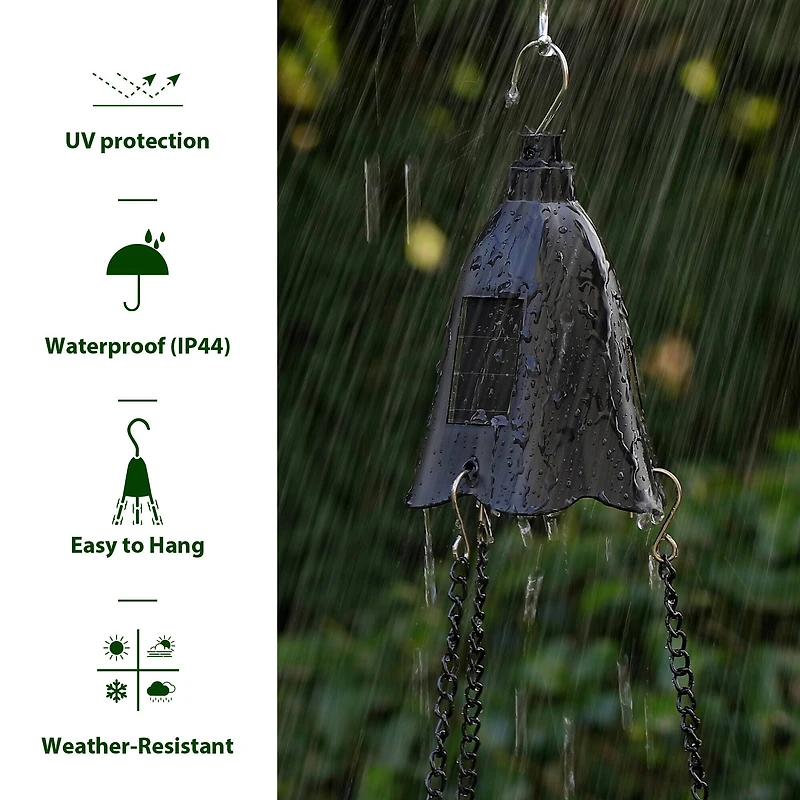 Glitzhome® 30" Black Solar Lighted Hanging Plastic Planters, 2ct.