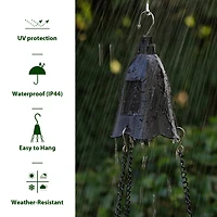 Glitzhome® 30" Black Solar Lighted Hanging Plastic Planters, 2ct.