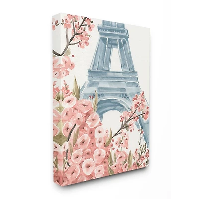 Stupell Industries Pink & Blue Paris Flowers Eiffel Tower Painting Wall Accent