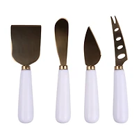 Gold Stainless Steel Cheese Knives with Ceramic Handles by Makery™