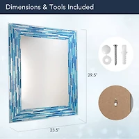 Head West Frameless Reeded Aqua/Blue2 Tiled Printed Wall Mirror - 23" x 30"