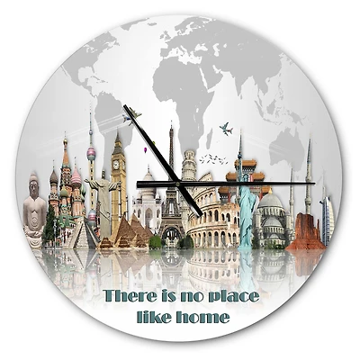 Designart 'There Is No Place Like Home World Tour Vintage Wall Clock