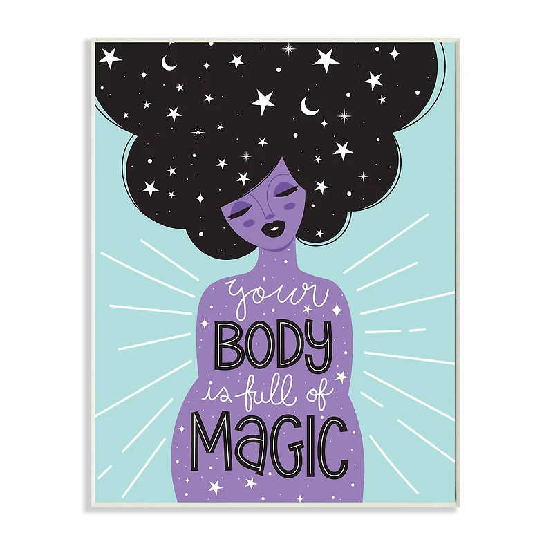 Stupell Industries Body Full of Magic Quote Female Astrological Hair Wall Plaque
