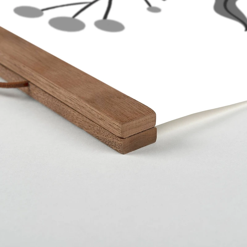 Mod Gold Flowers Teak Hanging Canvas