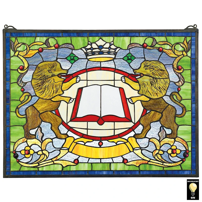 Design Toscano 25" Lion Coat of Arms Stained Glass Window